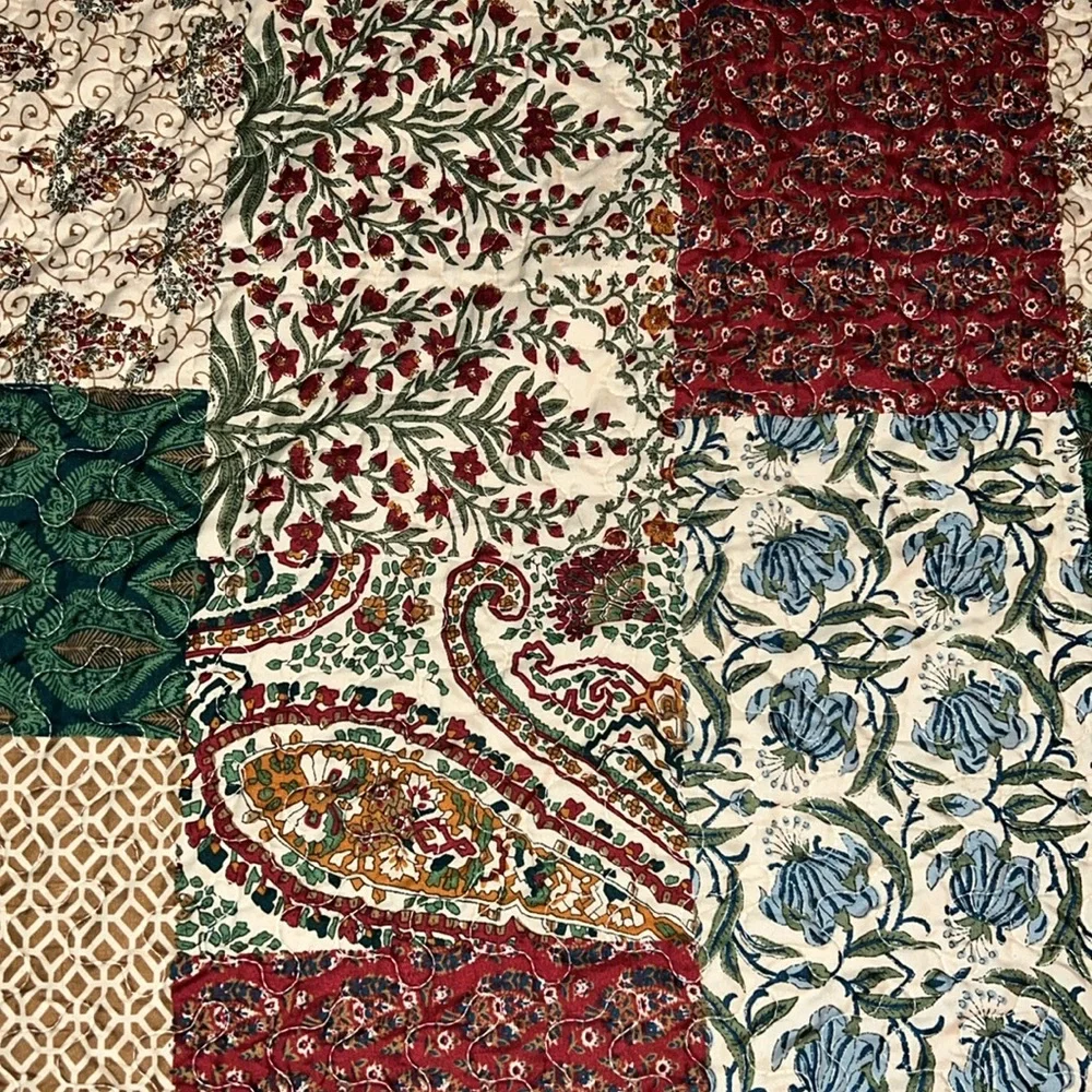 Handmade Patchwork Quilt with Multicolor Design 96” x 104”